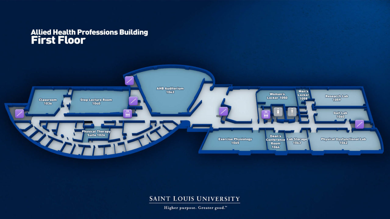 blue floor plan of the first floor at Saint Louis University