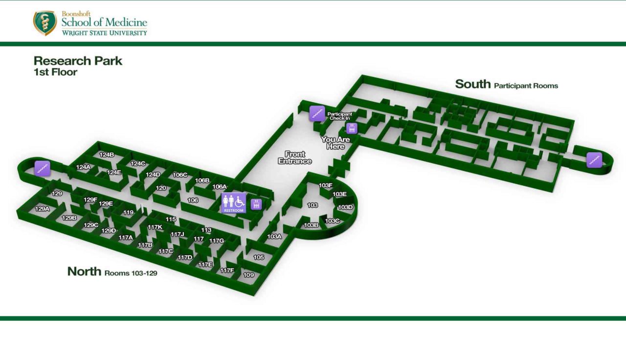 Green 3D 1st floor plan of Wright State University
