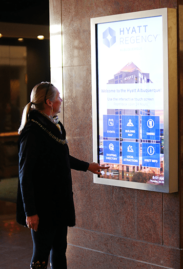 Image of a lady using Hotels and hospitality services screen